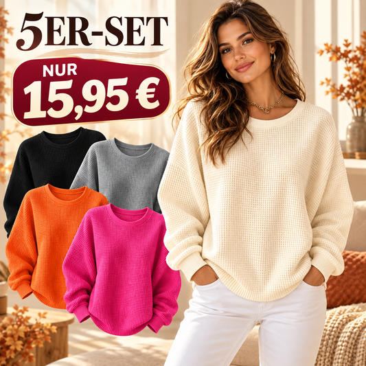 ☁️ Lässig & strukturiert – Waffelstrick-Sweatshirt im Loose-Fit – Weicher Stoff, lockerer Schnitt & vielseitig kombinierbar